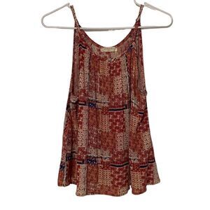 Sophie Rue Red Orange Blue Boho Paisley Patterned Flowy Tank Top Size Small